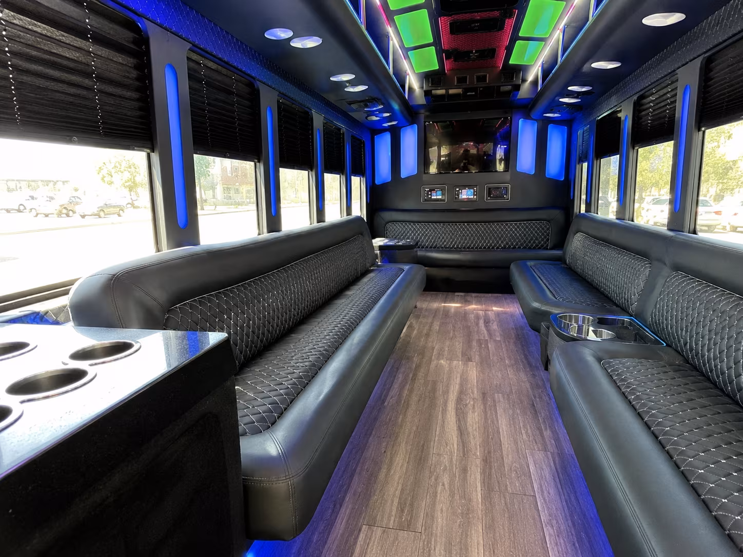 farmington hills 15 passenger party bus inside