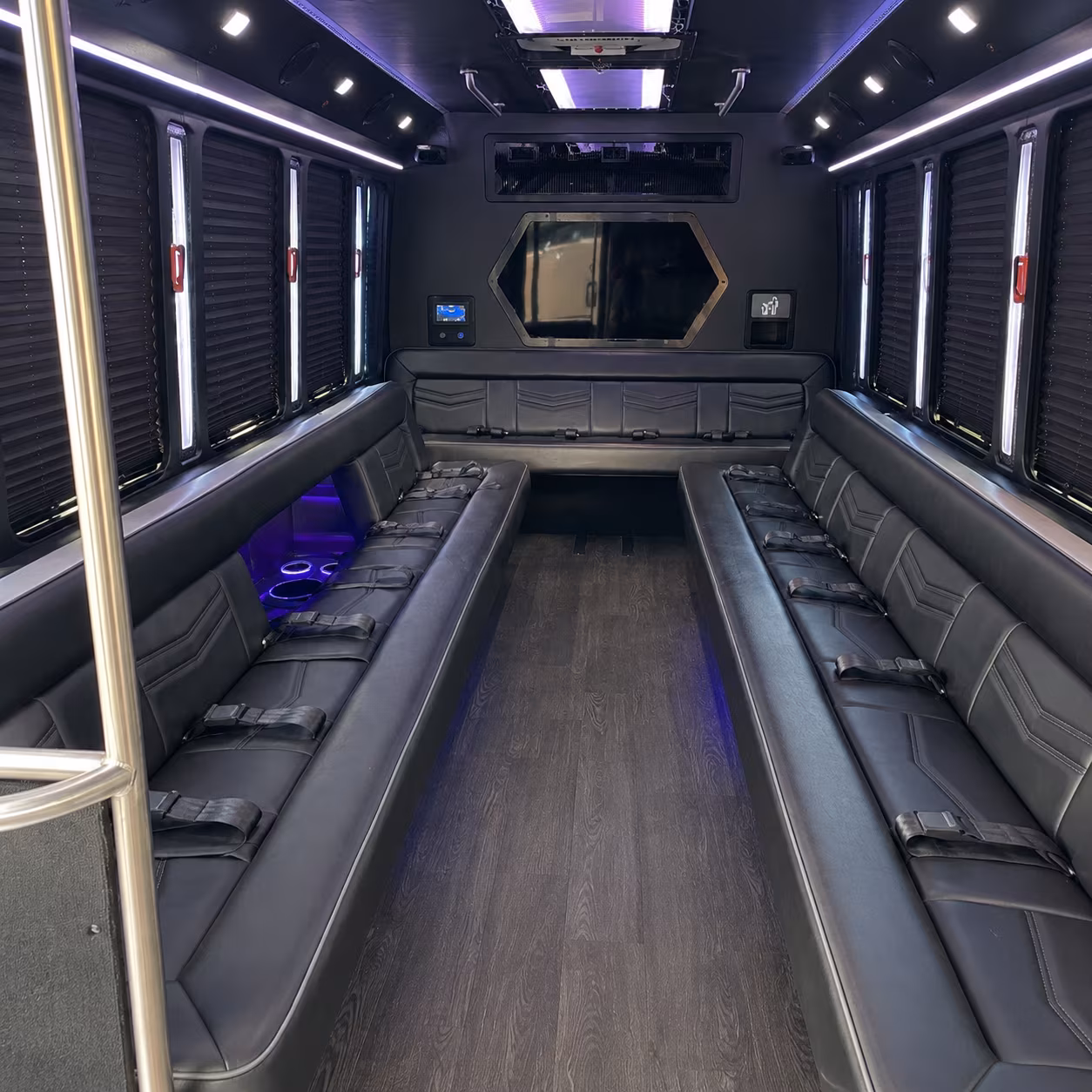 farmington hills 18 passenger party bus interior