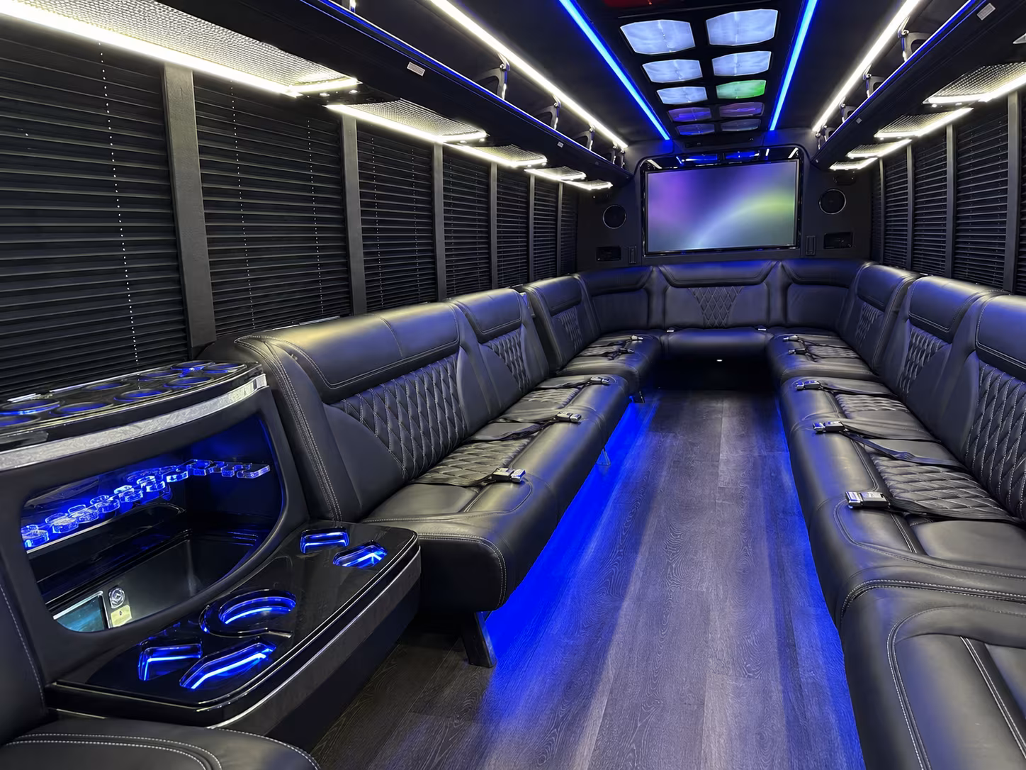 farmington hills 20 passenger party bus inside