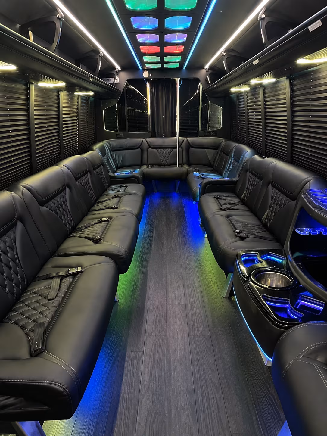 farmington hills 20 passenger party bus interior
