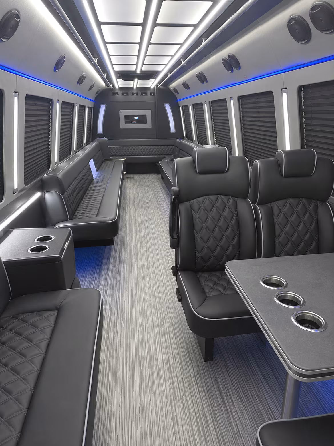 farmington hills 25 passenger party bus inside