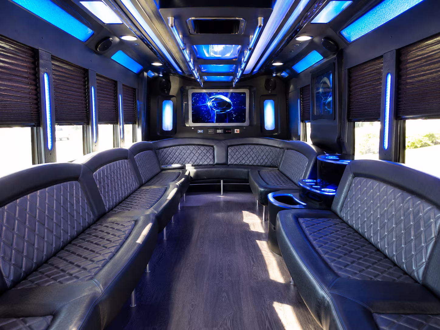 farmington hills 28 passenger party bus inside