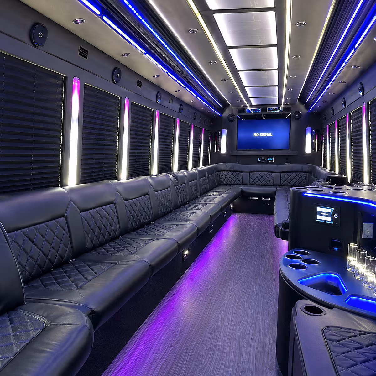 farmington hills 30 passenger party bus inside