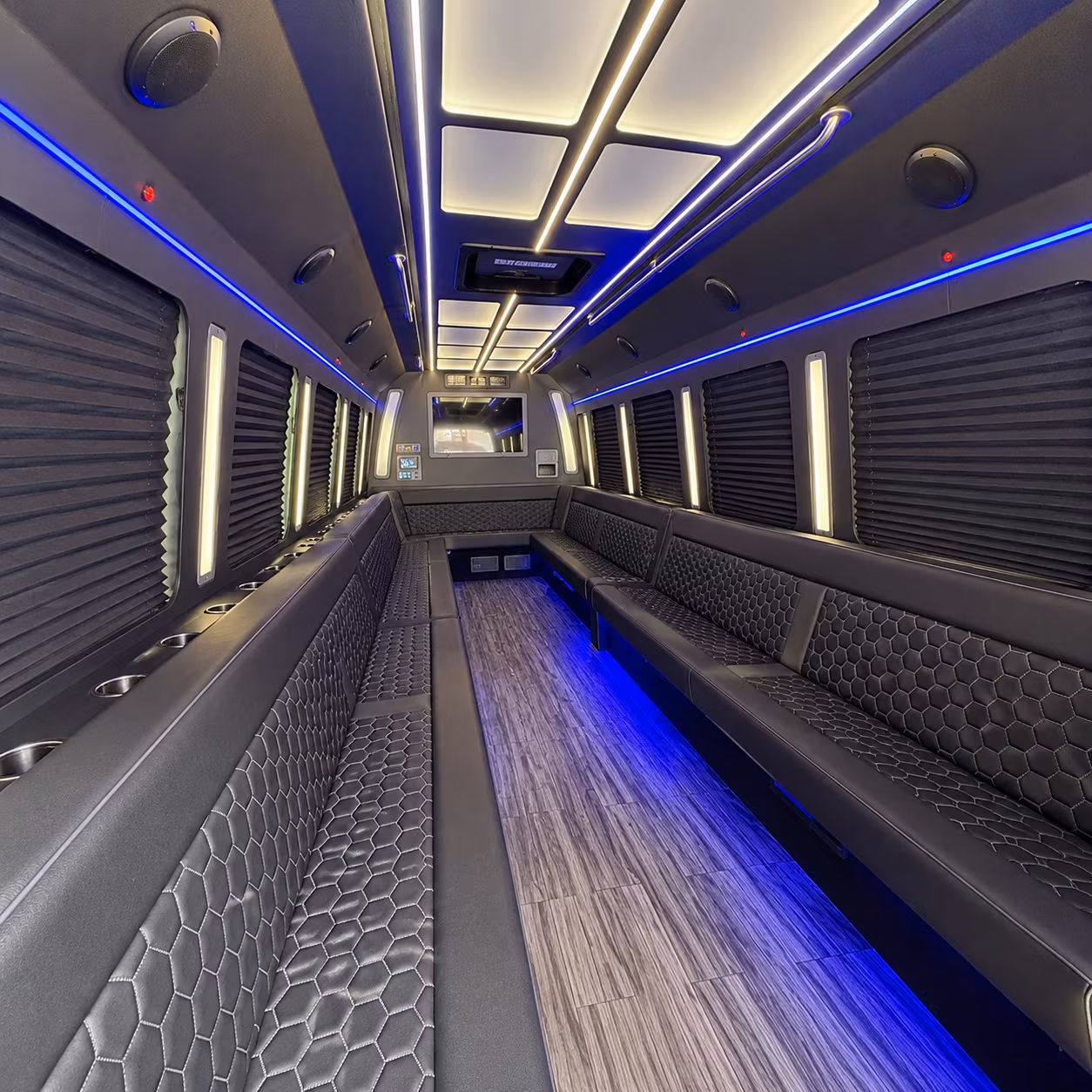 farmington hills 30 passenger party bus interior