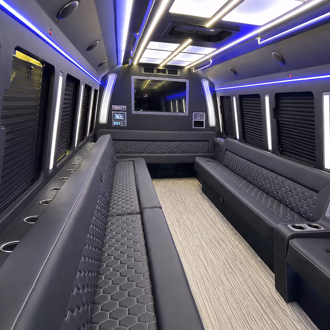 farmington hills 40 passenger party bus inside