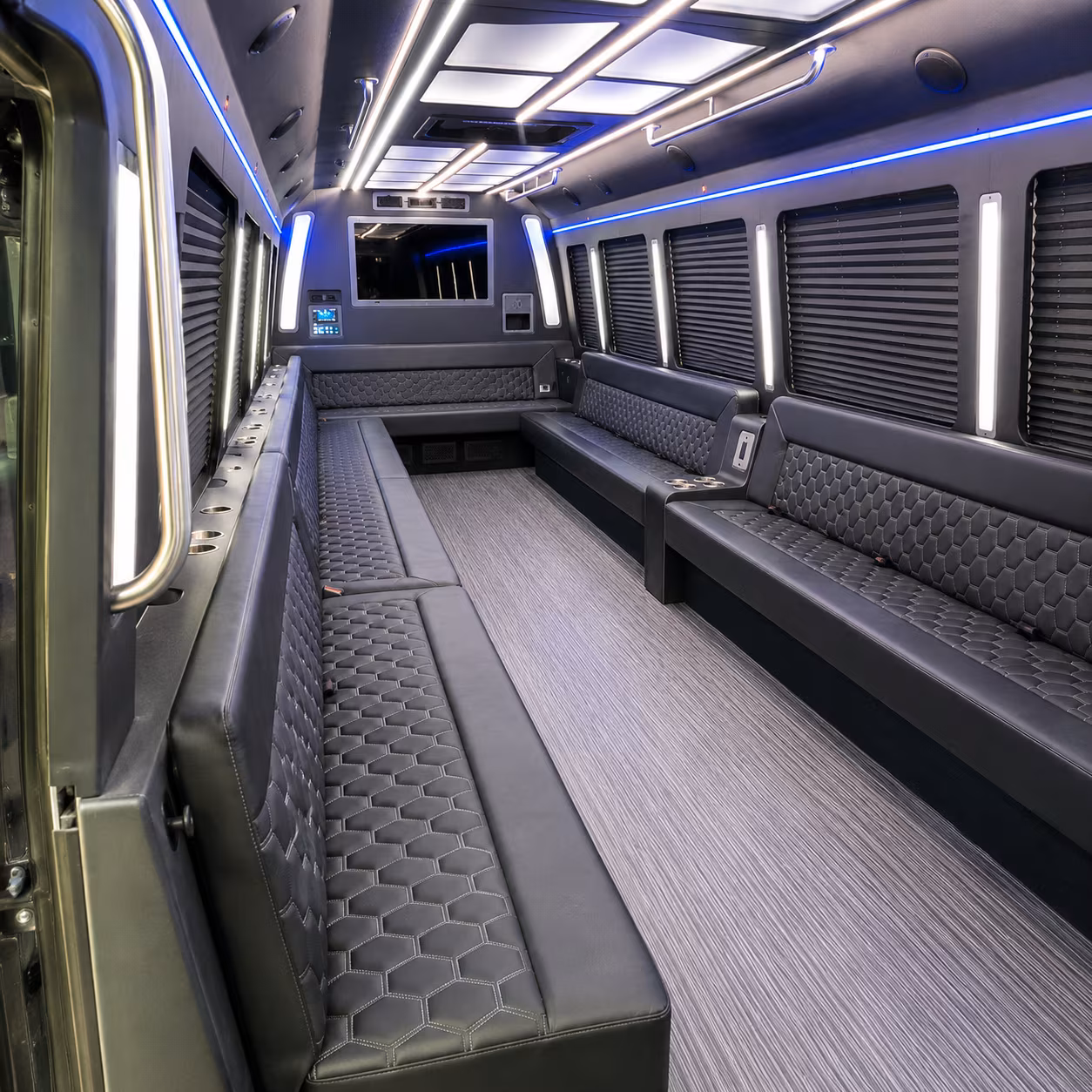 farmington hills 40 passenger party bus interior