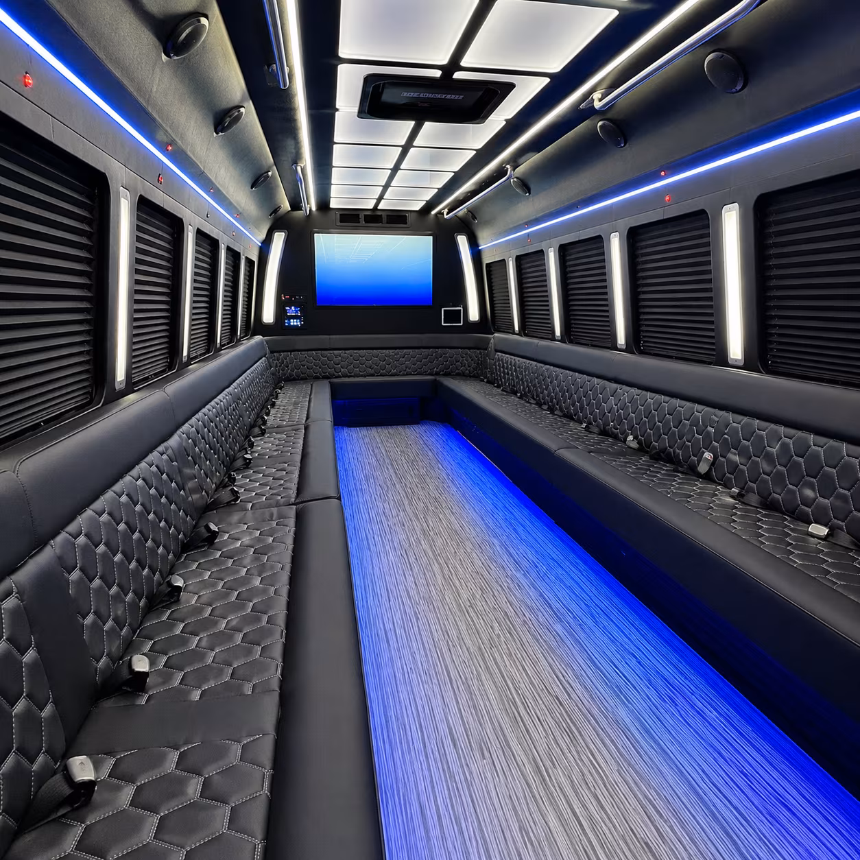 farmington hills 50 passenger party bus inside