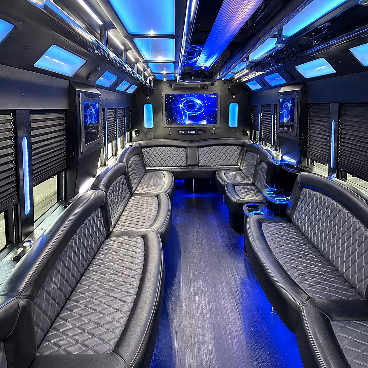 farmington hills 50 passenger party bus interior